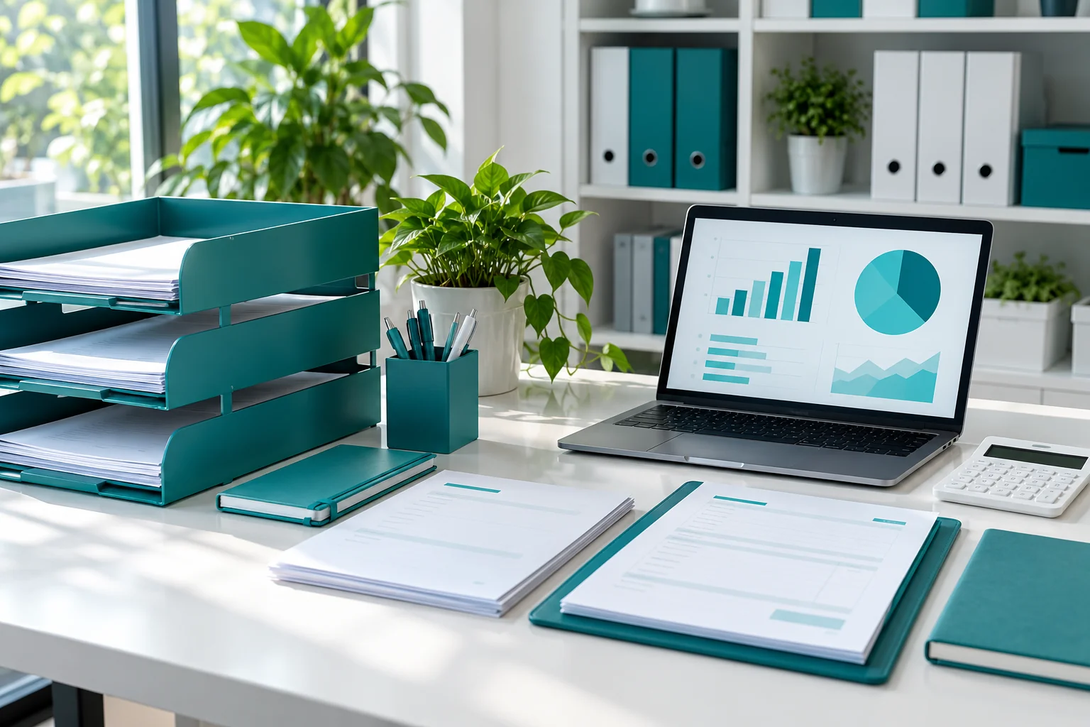 Organized business records and reporting desk